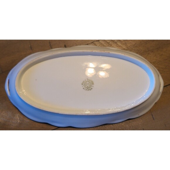 Vintage Nippon Hand-painted Relish Dish Celery Tray Floral Gold Trim - Picture 5 of 6